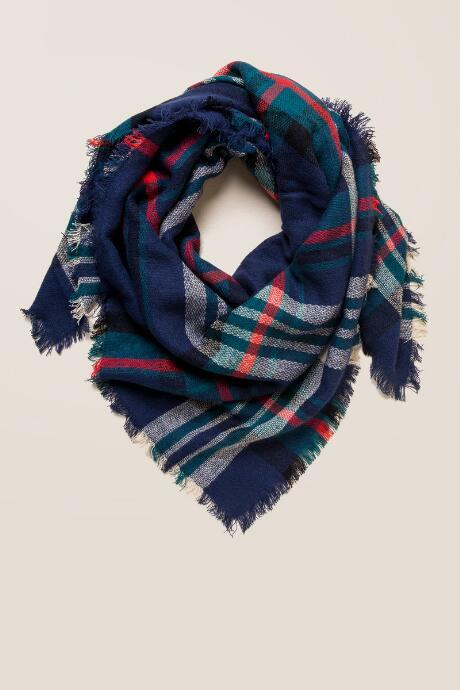 Francesca's Fay Plaid Blanket Scarf - Blue