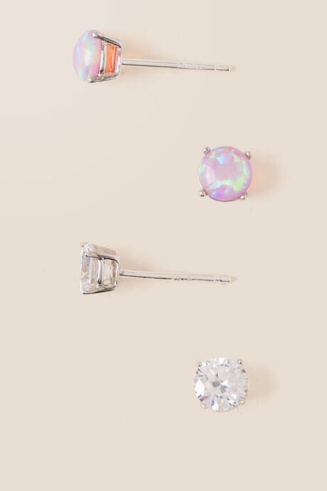 Francesca's Nya Cubic Zirconia Stud Set In Pink