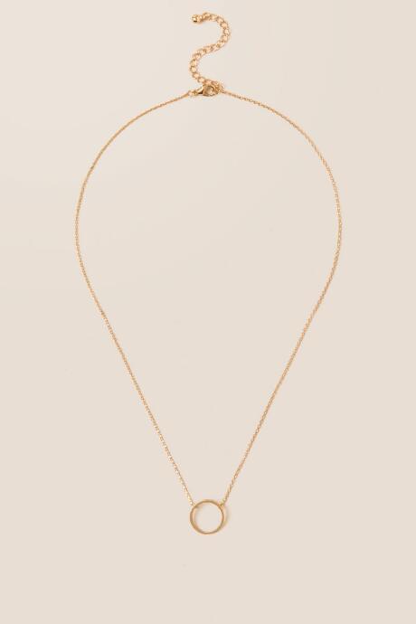 Francesca's Hannah Brass Circle Necklace - Gold