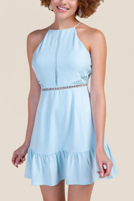 Francesca's Finley Ruffle Hem Dress - Baby Blue