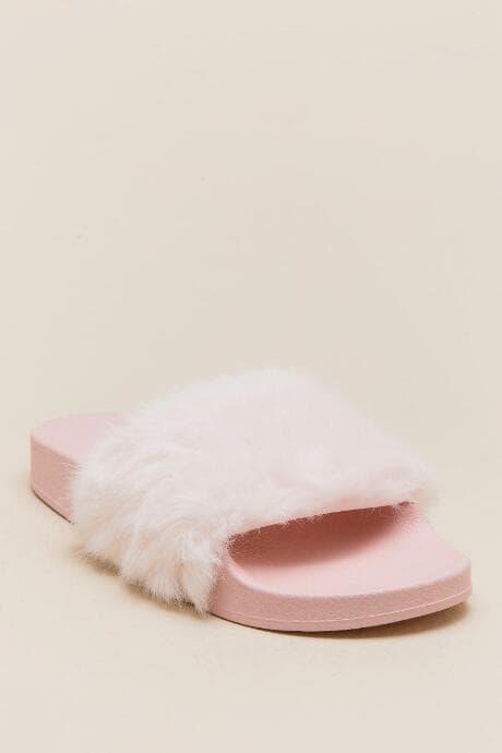 Steve Madden Softey Fur Slide - Pale Pink