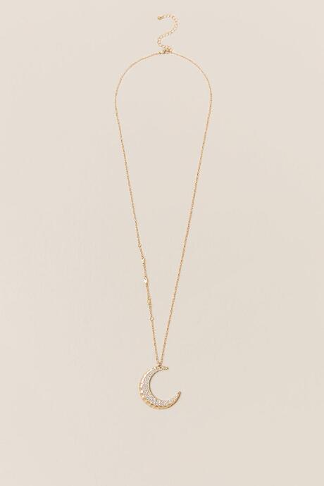 Francesca's Celestia Crystal Crescent Moon Necklace - Gold