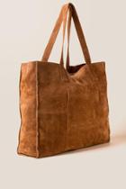 Francesca's Brandy Patched Suede Tote - Brown