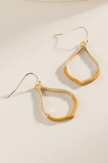 Francesca's Heidi Threaded Open Teardrop Earrings - Mustard