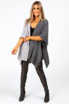 Francesca's Kayla Two Tone Woven Kimono - Gray