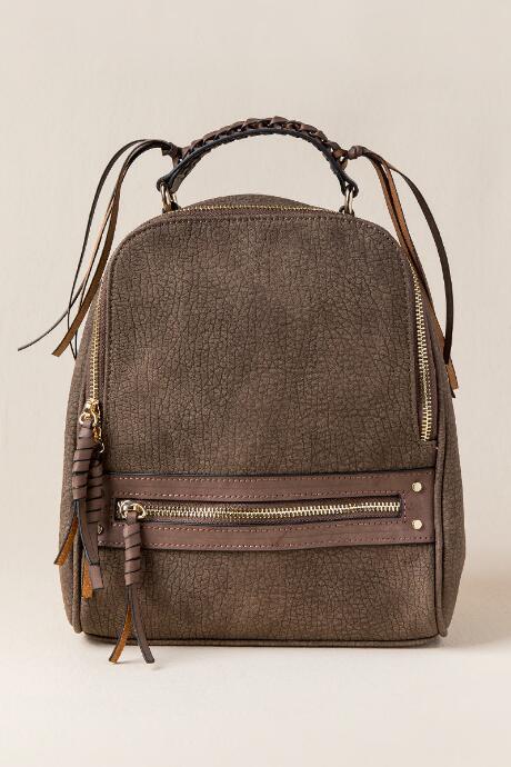 Francesca's Melissa Whipstitch Dome Backpack - Cognac