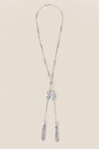 Francesca's Sari Knotted Tassel Necklace In Silver - Silver