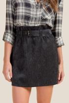 Francesca's Beatrice Belted Waist Mini Skirt - Black