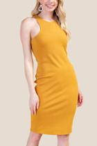 Francesca's Justine Ponte Bodycon Dress - Mustard