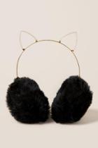 Francesca's Raisa Cat Ear Pearl Earmuff - Black
