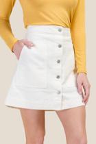 Francesca's Lillian Patch Pocket Mini Skirt - Ivory