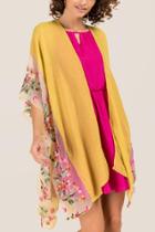 Francescas Tenille Floral Ruana In Mustard - Mustard