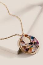 Francesca's Kaisa Marbled Resin Pendant Necklace - Multi