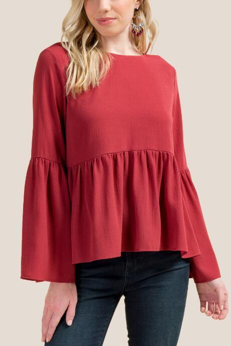 Francesca Inchess Bella Peplum Blouse - Brick