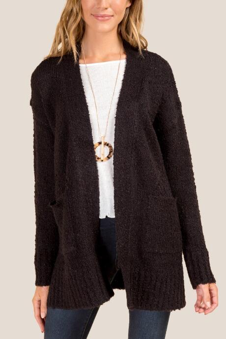 Francesca Inchess Leila Pocketed Open Cardigan - Black