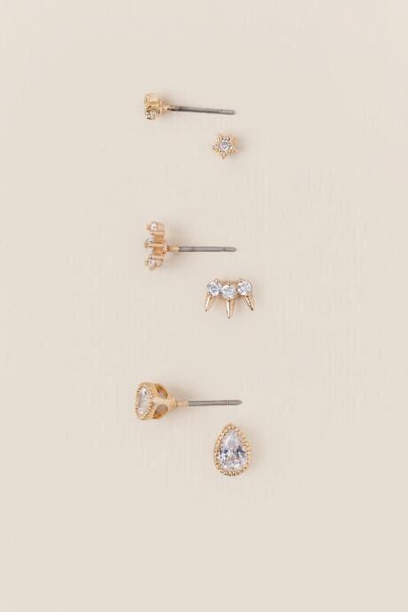 Francesca's Blakely Cubic Zirconia Stud Earring Set - Crystal