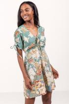 Francesca Inchess Mia Floral Front Tie Dress - Jade