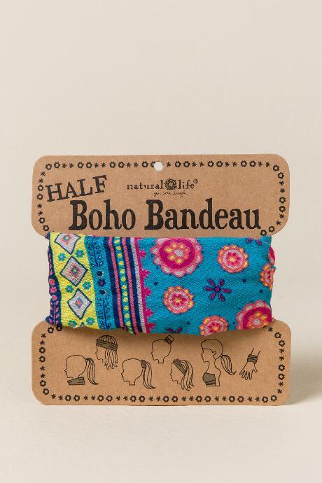 Francesca's Half Boho Bandeau By Natural Life In Blue Floral - Turquoise