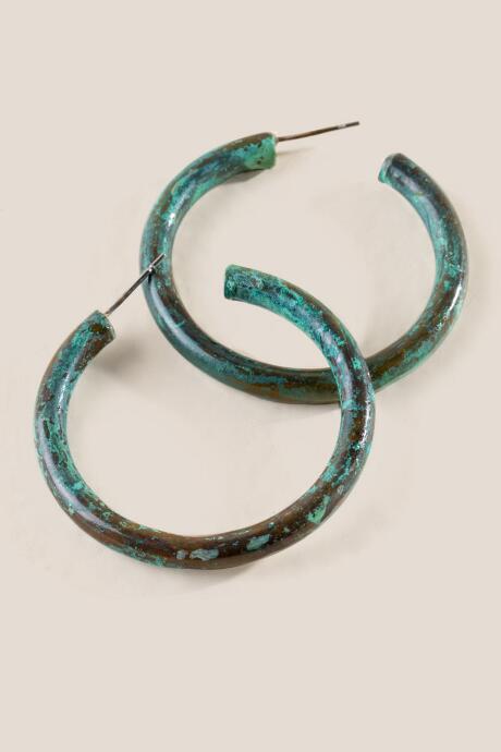 Francesca's Linsey Patina Hoop Earrings - Turquoise