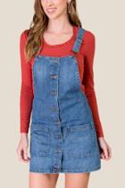 Francesca's Ashley Button Front Pinafore Dress - Medium Wash