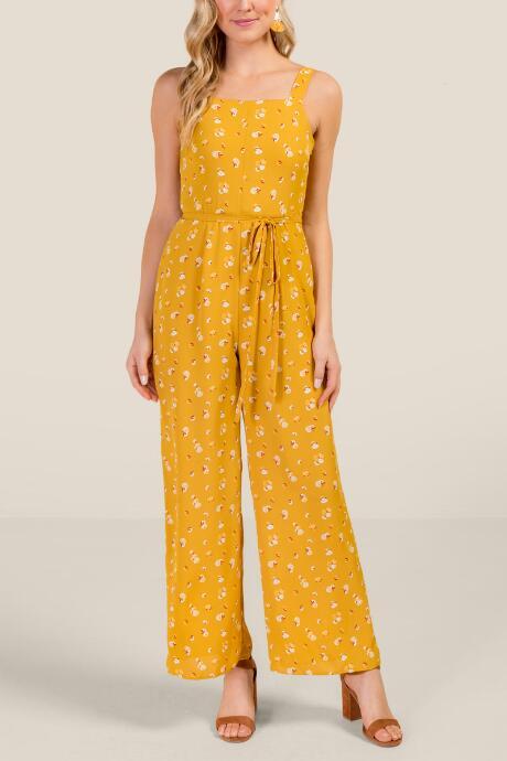 Francesca Inchess Valerie Ditsy Floral Jumpsuit - Mustard