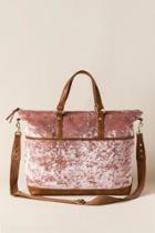Francesca's Mona Crushed Velvet Weekender Bag - Blush