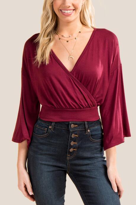 Francesca's Fiona Tie Back Crop Top - Brick