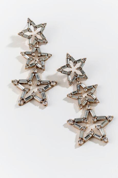 Francesca's Natalia Baguette Star Linear Earrings - Crystal