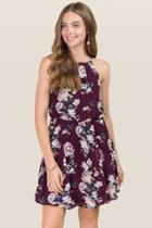 Francesca's Marleigh Floral A-line Dress - Purple