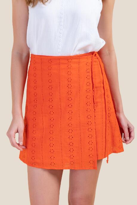Francesca's Cherie Eyelet Mini Skirt - Orange