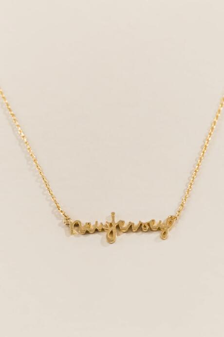 Francesca's New Jersey Script Necklace In Gold - Gold