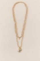 Francesca's Lainey Beaded Charm Necklace In Champagne - Crisp Champagne