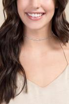 Francesca's Steph Delicate Linked Choker In Blue - Light Blue