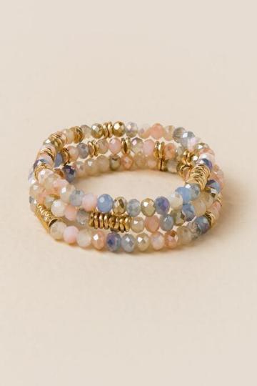 Francesca's Jaycee Glass Beaded Bracelet Set - Periwinkle