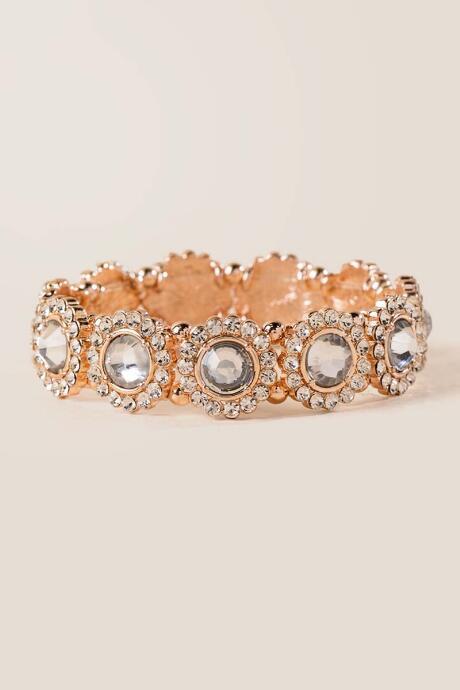 Francesca's Cecilia Faceted Crystal Stretch Bracelet - Crystal