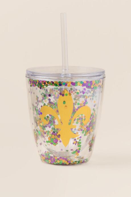 Slant Fleur De Lis Sequin Travel Cup