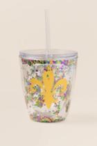 Slant Fleur De Lis Sequin Travel Cup