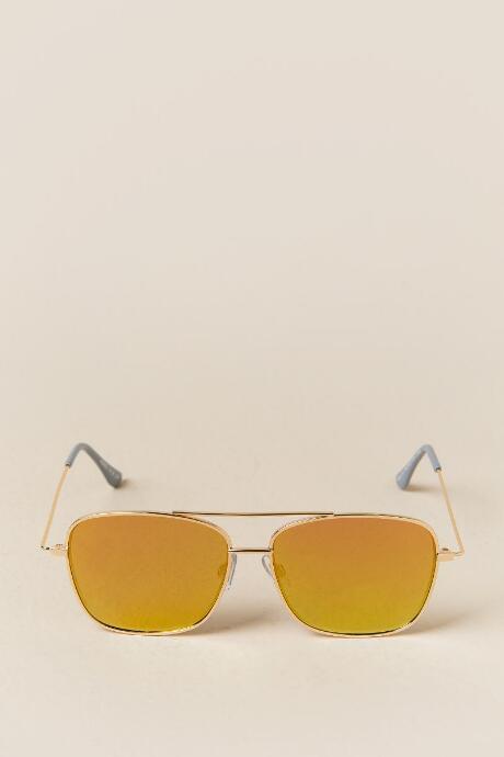 Francesca's Stella Gold Aviator Sunglasses - Gold