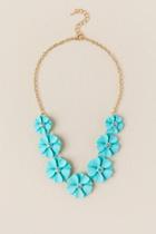Francesca's Gardenia Floral Necklace In Turquoise - Turquoise