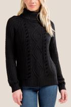Francesca's Remi Velvet Whipstitch Turtleneck Sweater - Black