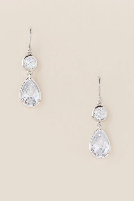 Francesca's Breilla Cubic Zirconia Drop Earrings - Crystal