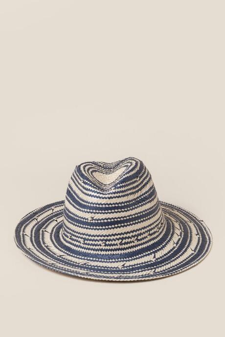 Francesca's Skye Striped Straw Panama - Navy
