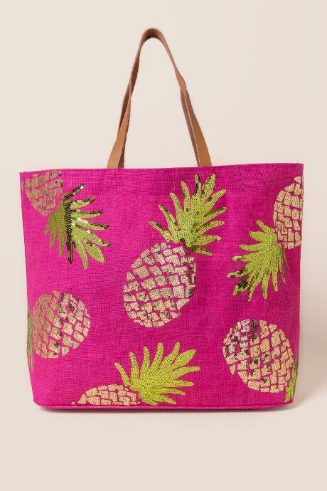 Francesca's Gail Pineapple Beach Tote - Pink