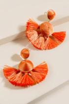 Francesca's Kia Mini Tassel Drop Earrings - Tangerine