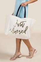 Francesca's Just Married Sequin Tote - Natural