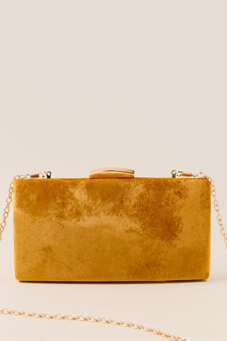 Francesca's Willow Velvet Clutch In Marigold - Mustard