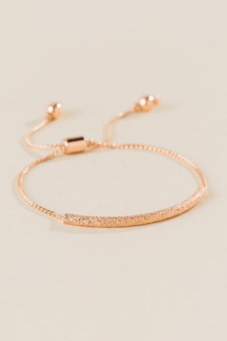 Francesca's Tinley Sandblast Pull Tie Bracelet In Rose Gold - Rose/gold