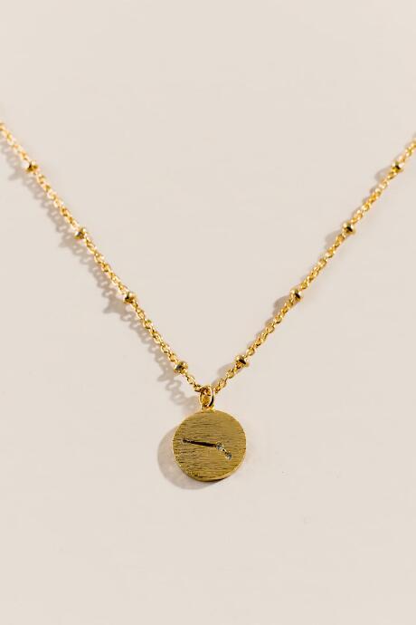Francesca's Aries Cubic Zirconia Coin Pendant - Gold