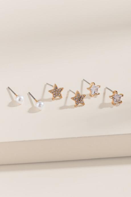 Francesca's Ariel Cubic Zirconia Star Stud Set - Crystal