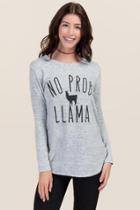 Alya No Problem Llama Graphic Sweatshirt - Heather Gray